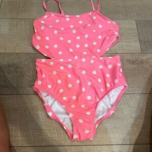 OLD NAVY GIRLS XXL (18) PINK POLKA DOT BATHING SUIT
